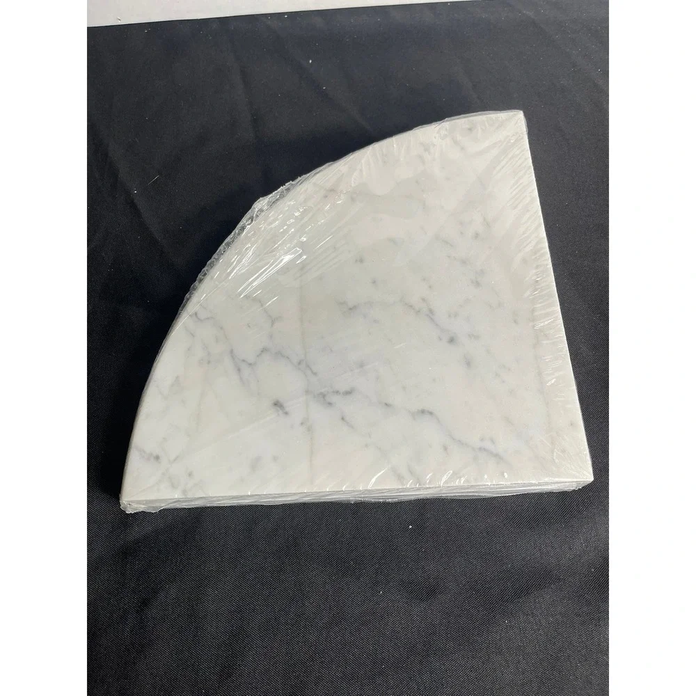 9 inch White Real Marble Corner Shelf Polished Stone Shower Bathroom Floating